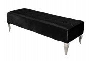 ERNA - 140CM SVART/SILVER SITTBÄNK I VELOUR