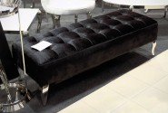 ERNA - 140CM SVART/SILVER SITTBÄNK I VELOUR