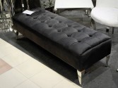ERNA - 140CM SVART/SILVER SITTBÄNK I VELOUR