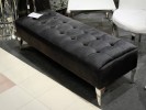 ERNA - 140CM SVART/SILVER SITTBÄNK I VELOUR