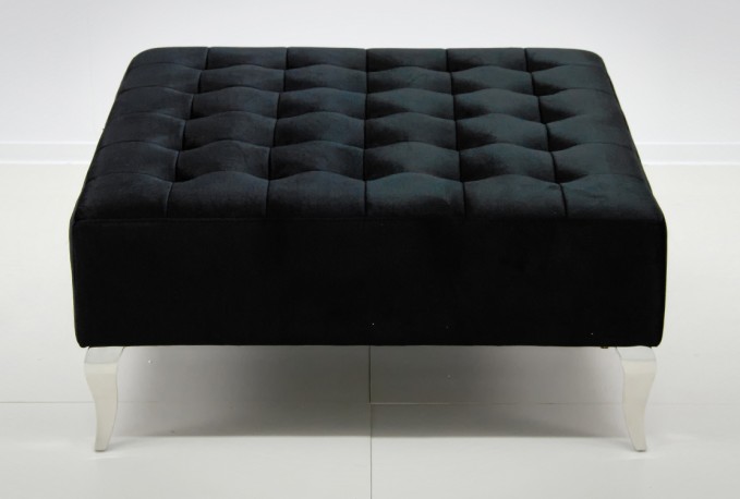 ERNA - 90X90CM SILVER/SVART SITTPALL I VELOUR