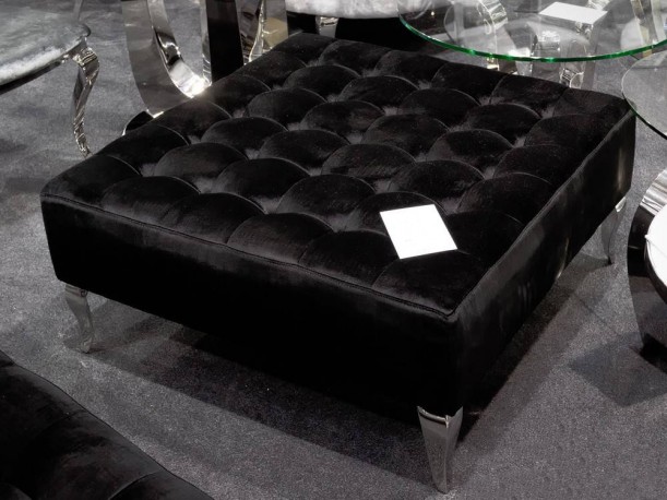 ERNA - 90X90CM SILVER/SVART SITTPALL I VELOUR