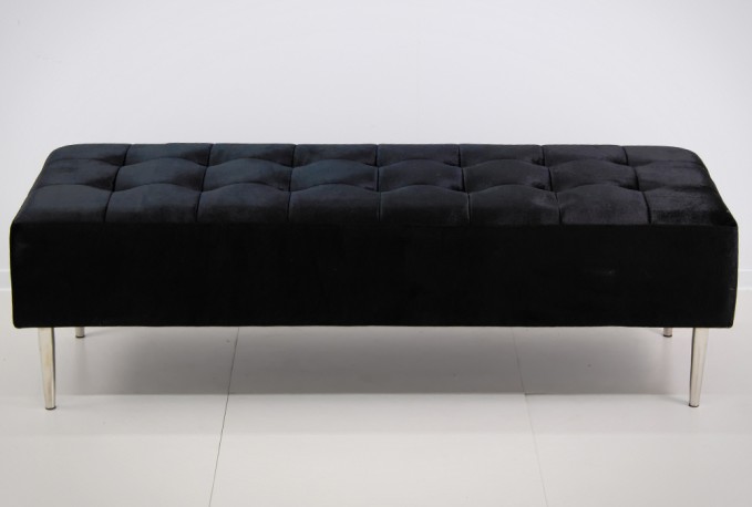 KAYA - 140X50CM SITTPALL I SVART SAMMET