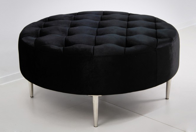 KAYA - 90X90CM RUND SITTPALL I SVART SAMMET