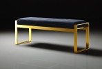 CORINNE - 130CM GULD/SVART SITTBÄNK I ECO-LÄDER