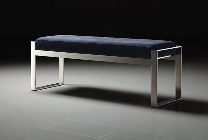 CORINNE - 130CM SILVER/SVART SITTBÄNK I ECO-LÄDER