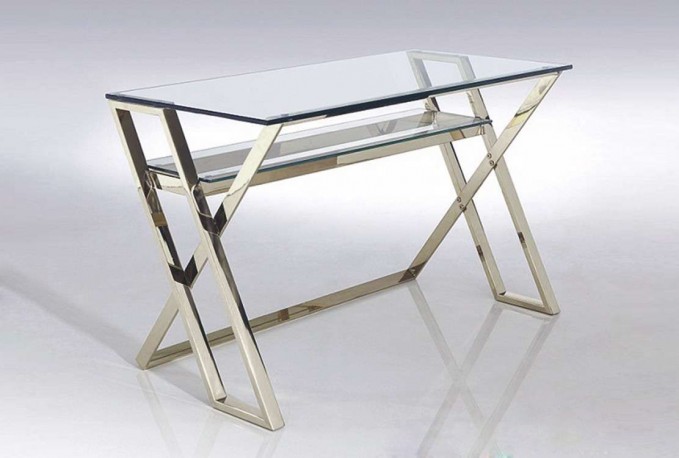 ANOUK -  119CM SKRIVBORD I TRANSPARENT GLAS OCH SILVER