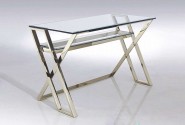 ANOUK -  119CM SKRIVBORD I TRANSPARENT GLAS OCH SILVER