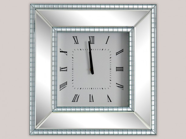 HILDA - 50X50CM SILVER KLOCKA M. GLASRAM