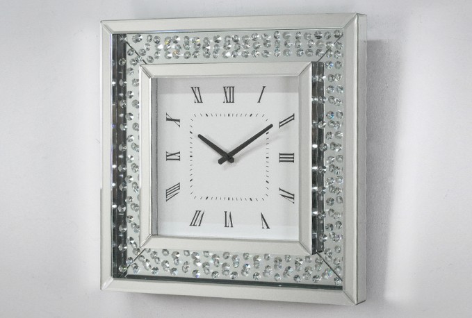 EBBE -  50X50CM KVADRATISK KLOCKA M. KRISTALLRAM