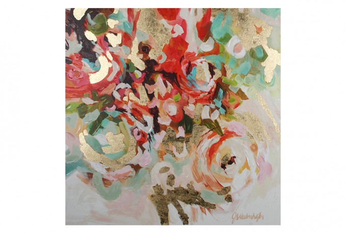 ALMAR - 120X120CM BLOMSTERMOTIV I GULD