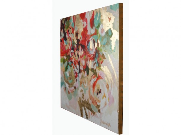 ALMAR - 120X120CM BLOMSTERMOTIV I GULD