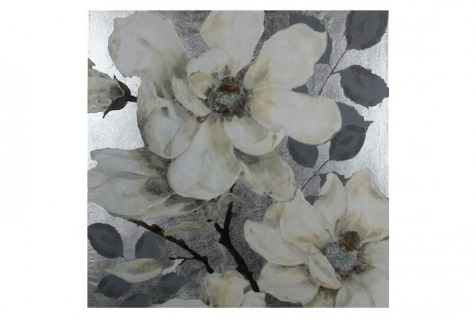 ASKAR - 120X120CM TAVLA SILVER BLOMSTERMOTIV