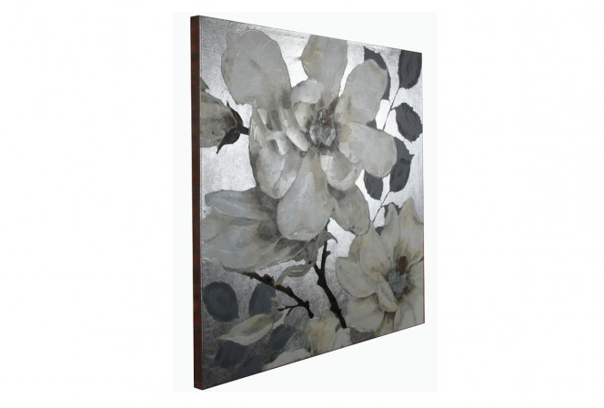 ASKAR - 120X120CM TAVLA SILVER BLOMSTERMOTIV 2