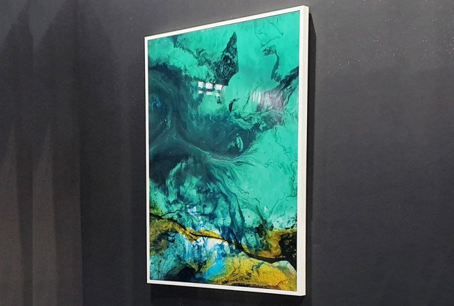 PICTURE TURQUOISE GOLDEN WAVE 104x144 cm 2