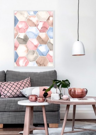 ELLINORA - 104X144CM PASTELL HEXAGON TAVLA
