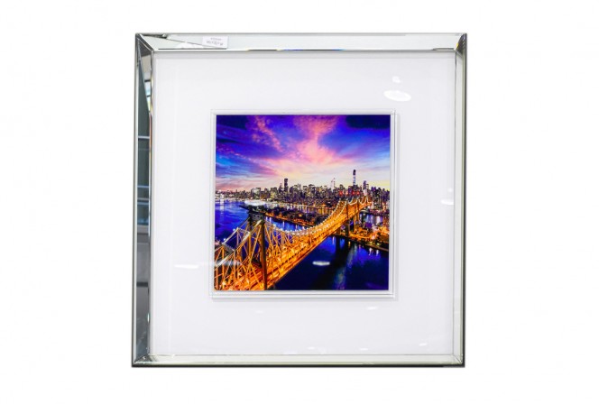 LILY -80X80CM TAVLA QUEENSBORO BRIDGE, RAM AV SPEGELGLAS