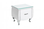 VIKTORIA - 45CM SÄNGBORD I VITT ECO-LÄDER