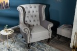 Chesterfield armchair silver-gray velvet