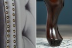 Chesterfield armchair silver-gray velvet