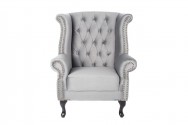 Chesterfield armchair silver-gray velvet