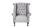 Chesterfield armchair silver-gray velvet