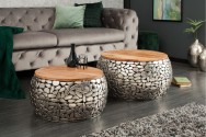 Stone Mosaic coffee table set of 2 silver mango