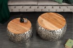 Stone Mosaic coffee table set of 2 silver mango