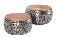 Stone Mosaic coffee table set of 2 silver mango