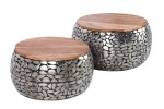 Stone Mosaic coffee table set of 2 silver mango