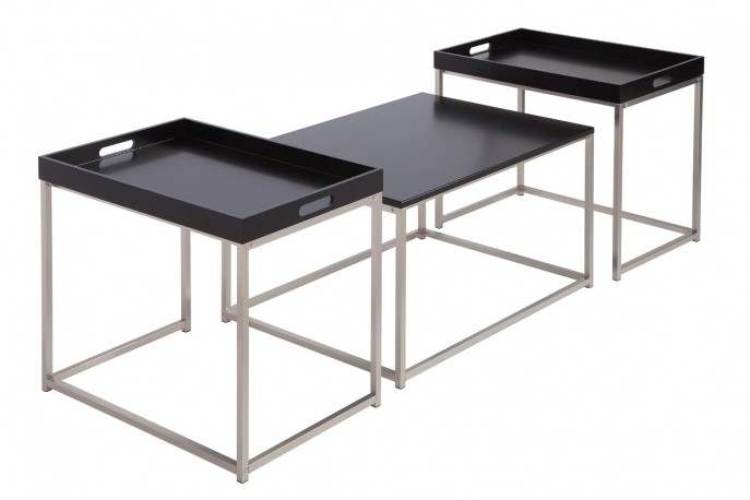 Elements coffee table set of 3 black tray