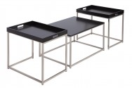 Elements coffee table set of 3 black tray
