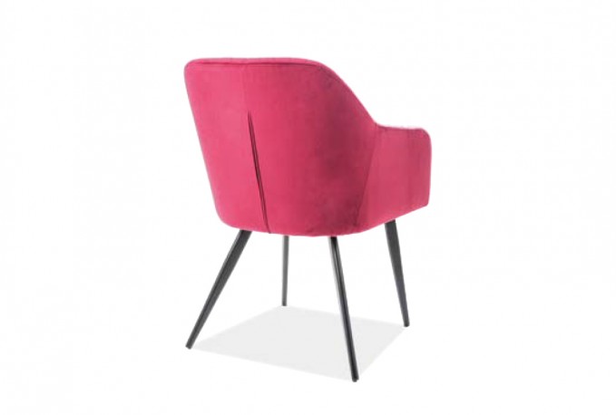 KLAVER - Lyxig sammetsstol med armstöd vinröd