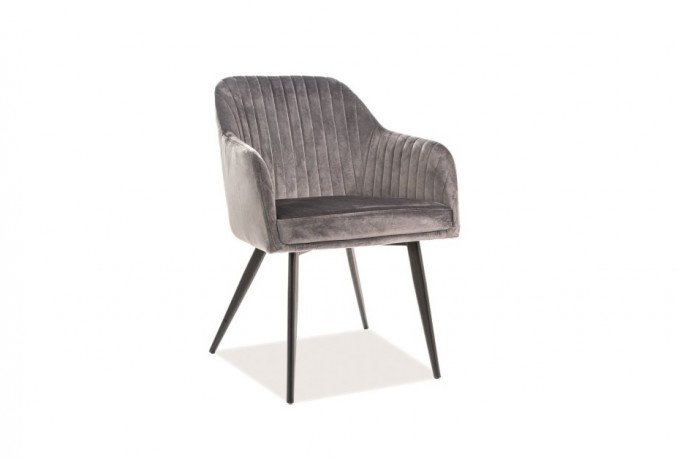 KLAVER - Lyxig sammetsstol med armstöd grå