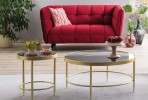 MYSTIK - Soffbord i svart och guld industriell stil 82 cm