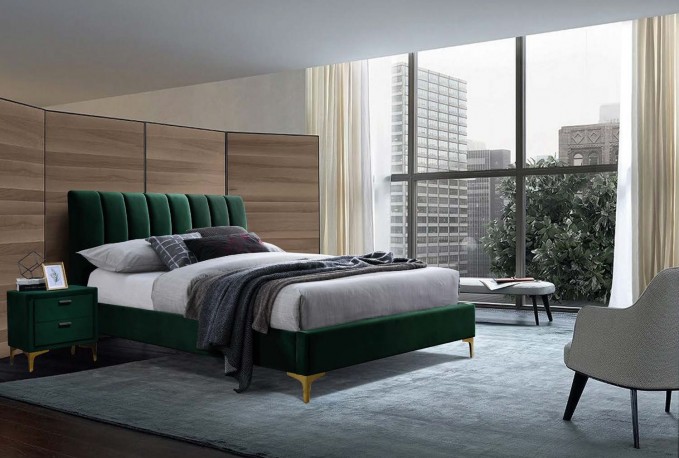 HAGRING - Lyxig sängram i grön sammet