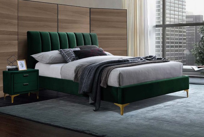 HAGRING - Lyxig sängram i grön sammet