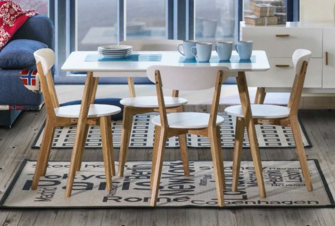 MILANO - Matbord i skandinavisk stil ek/vit 120-160 cm