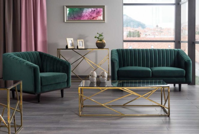 BLOSSOM - Sminkbord i glas och rostfritt stål 2