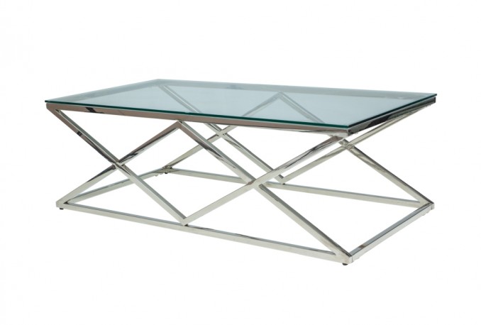 TRIVERO - Soffbord i spännande design silver 120 cm
