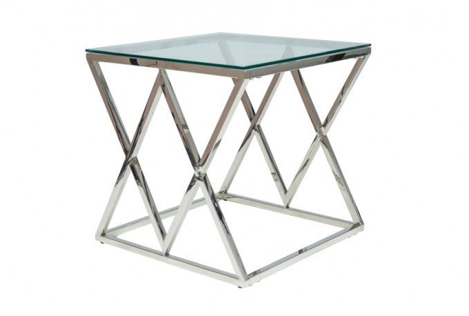 TRIVERO - Soffbord i spännande design silver 55 cm