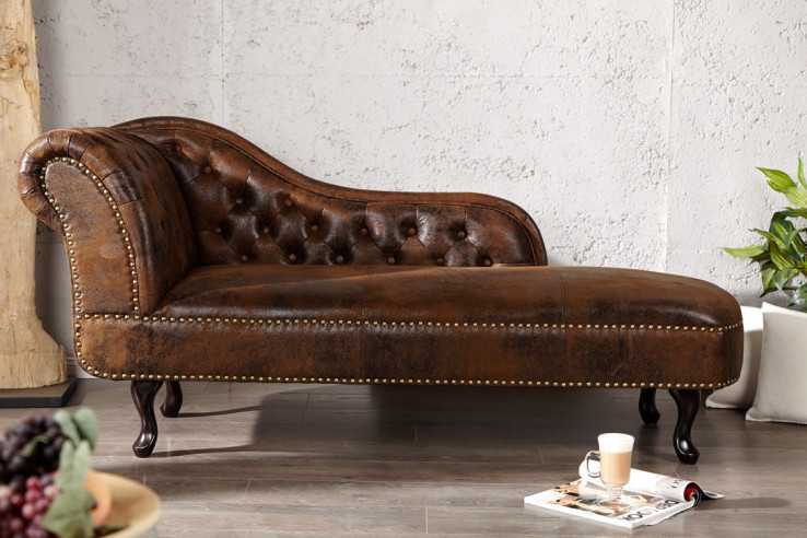 VIKTORIA - ANTIKBRUN SCHÄSLONG I CHESTERFIELD-STIL