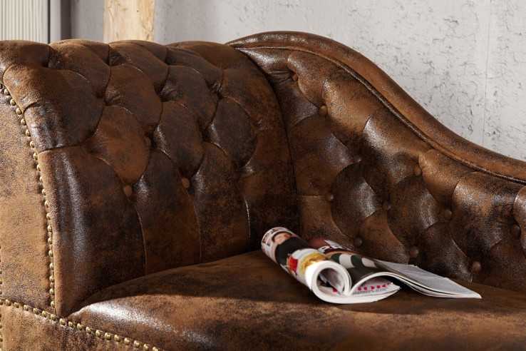 VIKTORIA - ANTIKBRUN SCHÄSLONG I CHESTERFIELD-STIL