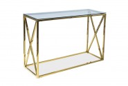BORRBY - Vackert konsol-/sminkbord i guldfärg 120 cm