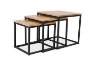 TRIODOS - Set om tre soffbord med vacker träfanér 40-50 cm
