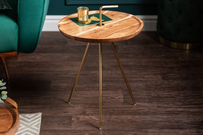 SIMPLYCLEVER sidobord akaciaträ guld
