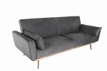 BRIS - Lyxig bäddsoffa grå sammet 208 cm