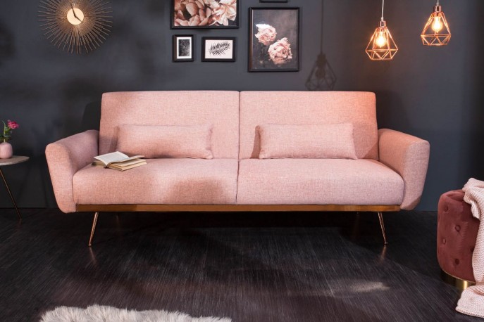 BRIS - Lyxig bäddsoffa sammet antikrosa 208 cm