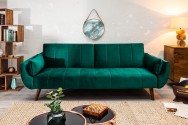 MIRAMISS - Bäddsoffa i grönt sammet 215 cm