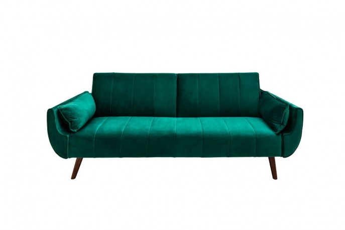 MIRAMISS - Bäddsoffa i grönt sammet 215 cm